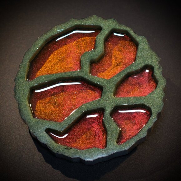 Bonsai Green and Copper Geode Agate Coasters – Set of 2 - Picture 4 of 5